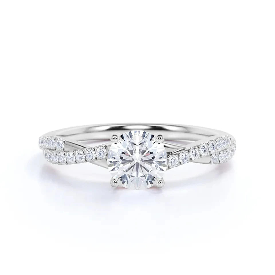 Moissanite Engagement Rings for Women Diamond Rings 14K White Gold Vermeil Moissanite Ring for Women Anniversary Jewelry