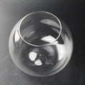 Glass Plant Terrarium with Wood Base Ventilation Terrarium for Plant Desktop 12cm DIY Fish Tank Round Glass Aquarium