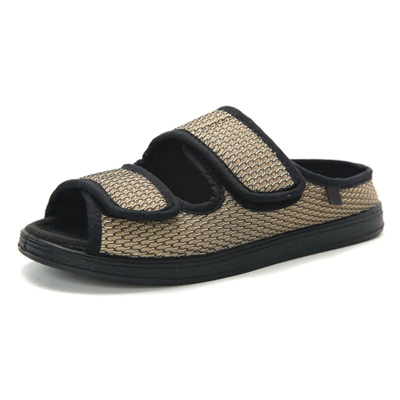 Spring and Summer Slippers New Wide Swollen Fat Big Foot Bone Adjustable Rubber Foam Bottom Loose Flat Diabetic Shoes