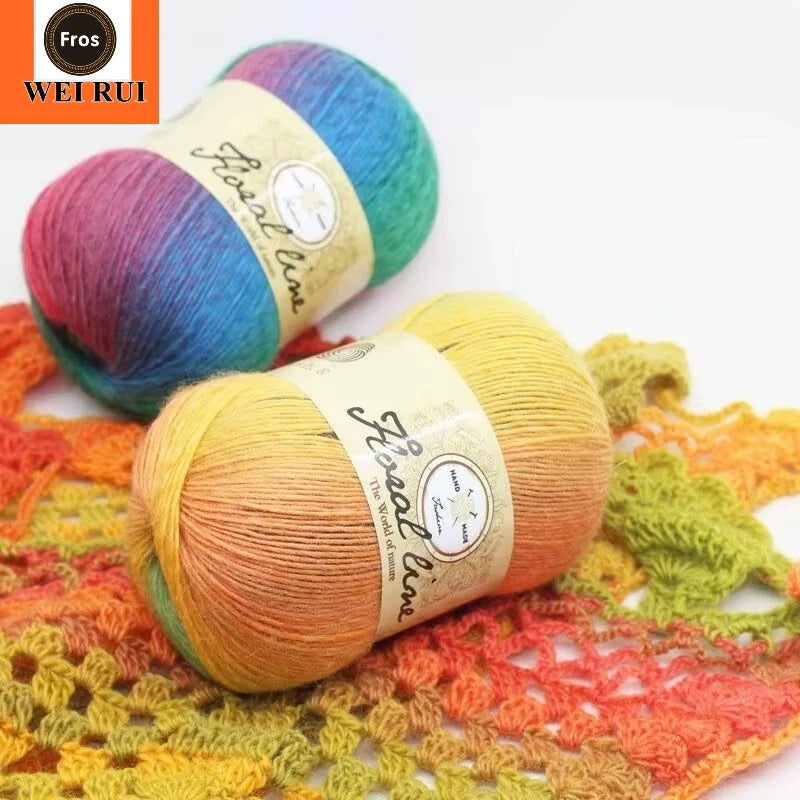 100% Wool Yarn rainbow Hand Knitting Fluffy Merino Wool Yarn Lana Merino for Shawls