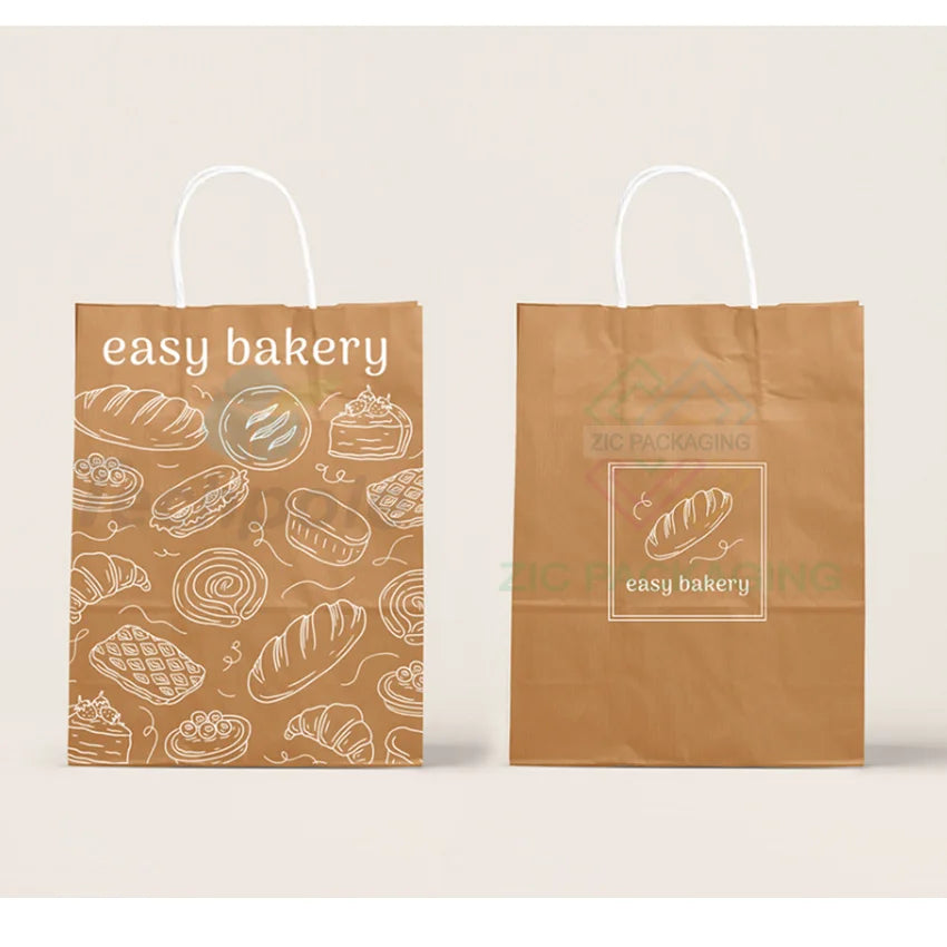 Kraft Paper Bag Bakery Packaging Paper Bag with Handle Custom Logo Paper Bag for Bakery Packing