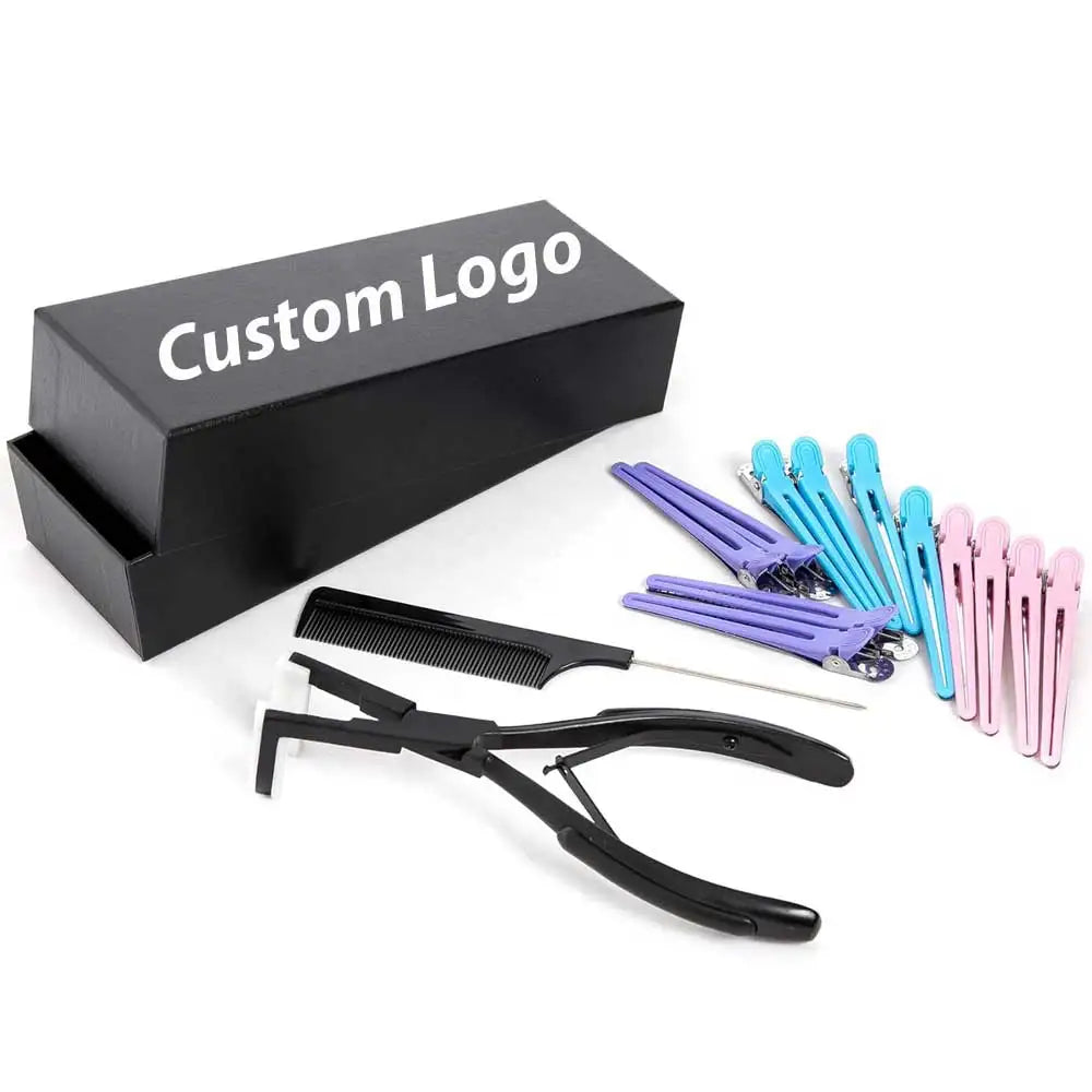 Stainless Steel Tape Hair Extensions Pliers Flat Surface Sealing Tool Kit for Professional Use