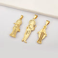 QIKU Wholesale Gold Plated Saint Bartholomew & Virgin Mary & Jesus Pendants Pave Zircon Christian Religious for Jewelry Making