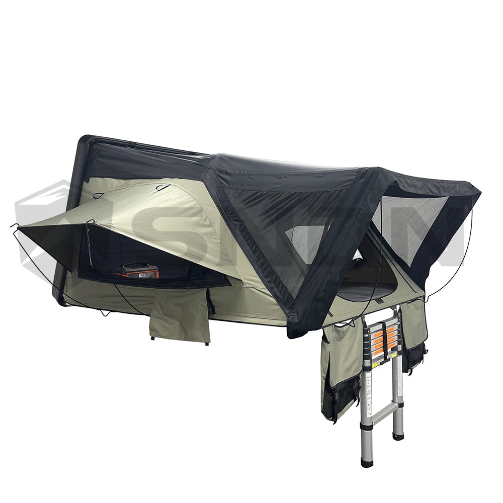 SNDN Chinese Factory Wholesale Durable Side Open ABS Hard Shell Rooftop Tent Folding Design Spacious Interior Car Rooftop Tent