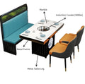 Chinese Luxurious Metal-edged Sintered Stone Marble Smokeless Hot Pot Table