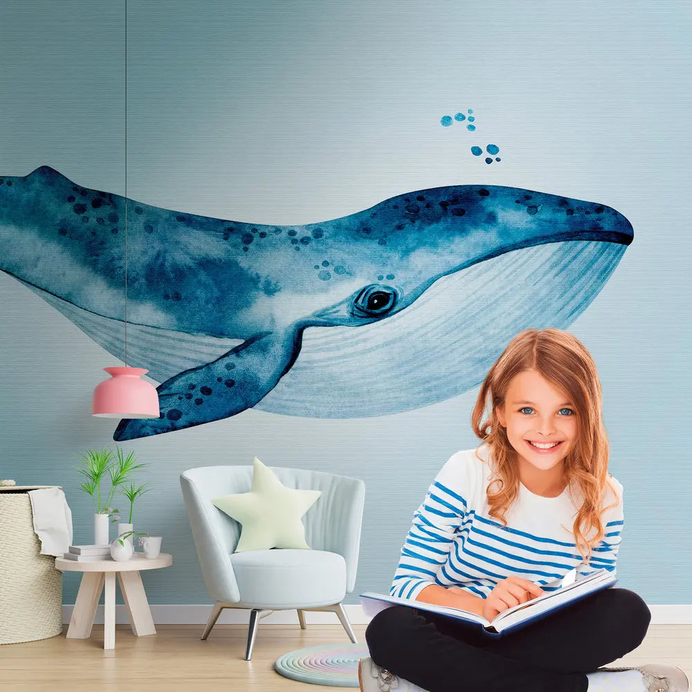 Made in Germany Photo Wallpaper Murals Fish Blue Non Woven Vinyl Premium Wall Mural Water Large Format for Hotel - 371 x 280 m