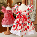 Kangdarpet Summer Pet Cat Dress Clothes for Dogs and Cats Floral Bow Dog Dresses With Traction Ring Pet Shirt Cat Skirt
