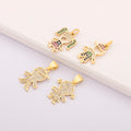 QIKU Wholesale Cute Small Boy and Girl Charms Colorful Clear CZ Pendants for Diy Jewelry Necklace Making