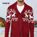 PASUXI Men's Plus Size Sweatshirts Breathable Knitted Cardigan Casual Oversized Coat Comfort Fit Streetwear for Christmas