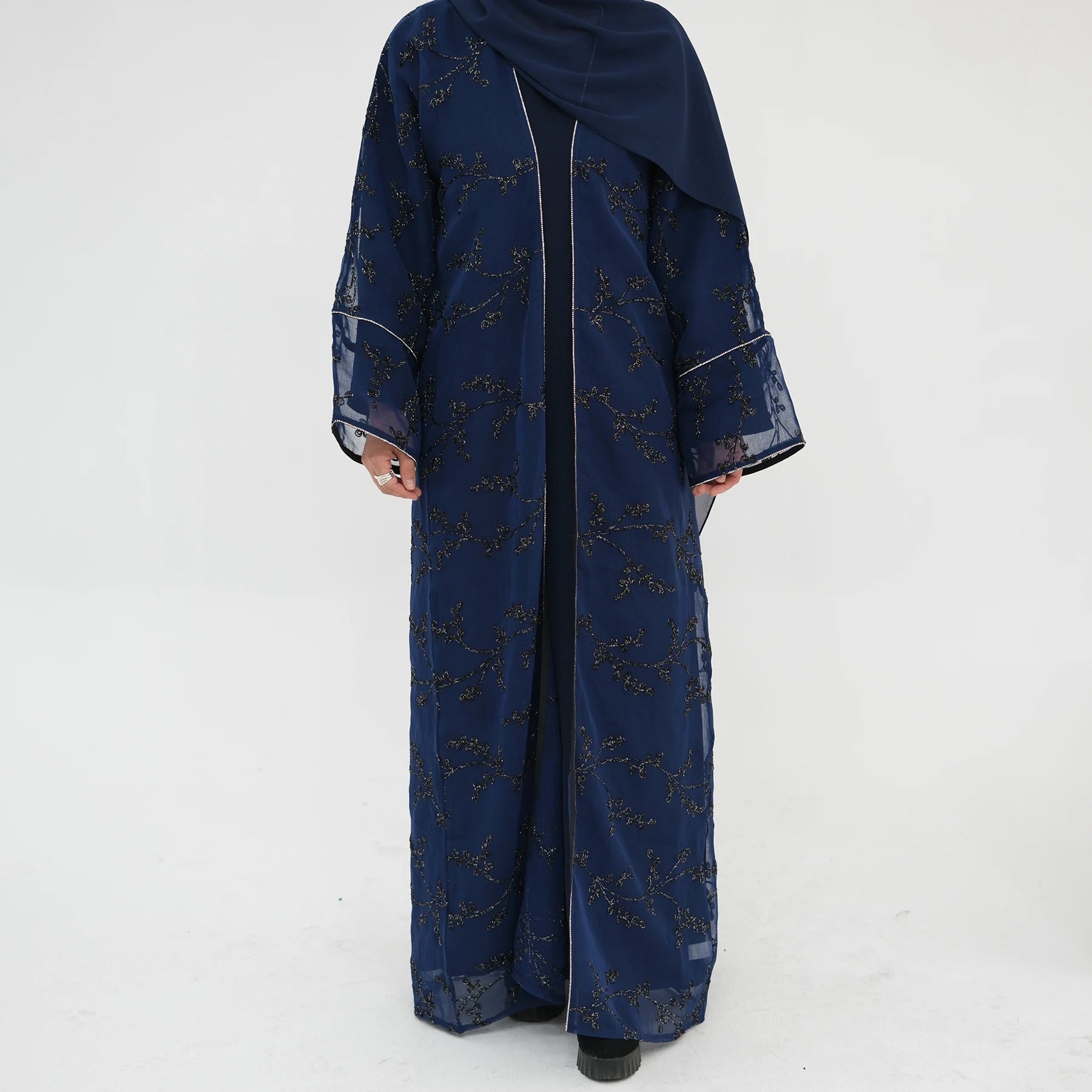 Abaya 2026 EID Ramadan Full Floral Embroidered Mesh Open Abaya Only Dubai Kimono Cardigan Luxury Abaya Dubai Islamic Clothing