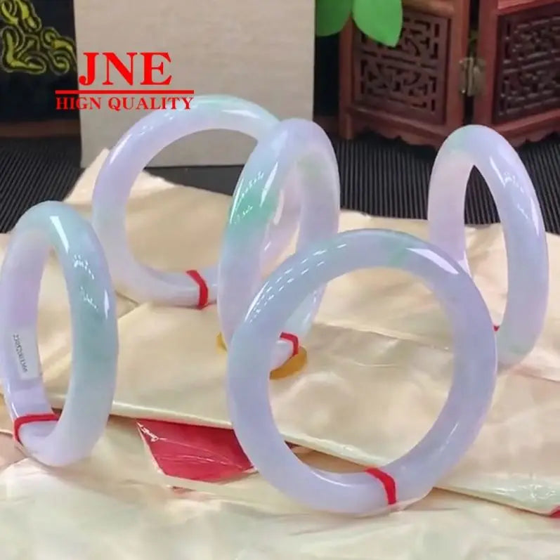 Factory Wholesale Myanmar Natural White A- Type Jade Crack-free Ice Runchun Color Jade Bracelet