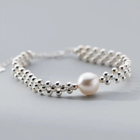 High Quality WHolesale 925 Sterling Silver Pearl Bracelet Jewelry with Heart LovingPendant