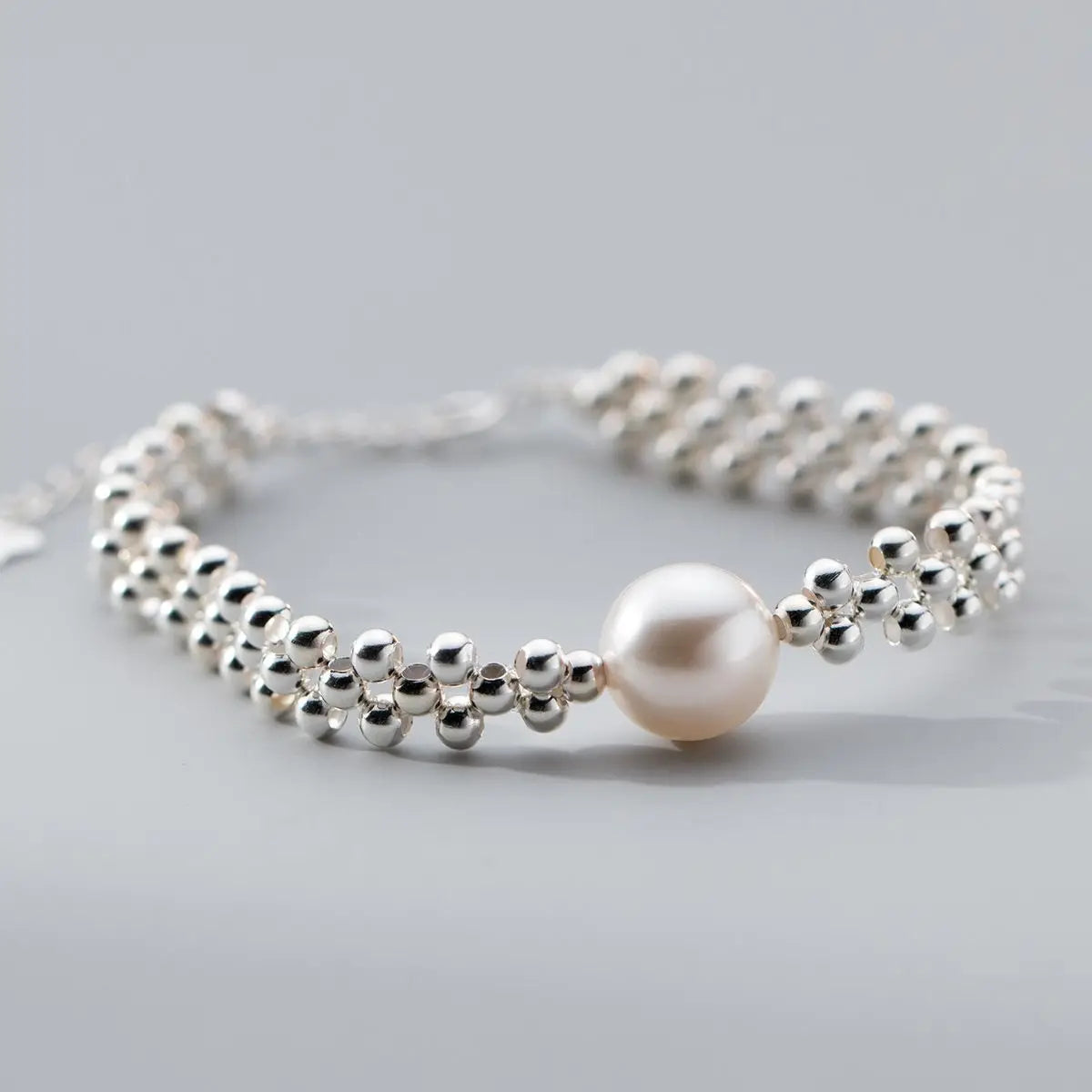 High Quality WHolesale 925 Sterling Silver Pearl Bracelet Jewelry with Heart LovingPendant