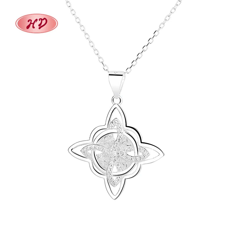 Wholesale Trendy Zircon Celtic Knot S925 Silver Necklace Stylish Jewelry Essential 925 Silver Men'S Necklace
