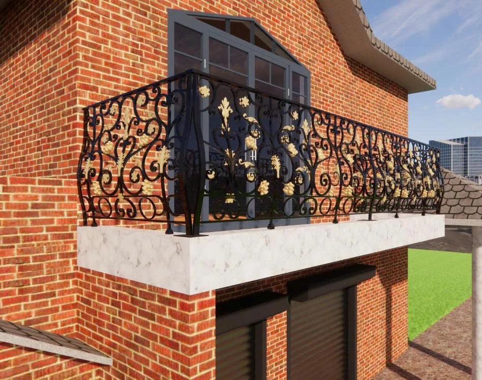Wrought Iron Modern Villa Balcony Railing for Elegant Durable Design Outdoor Living Spaces Floral Decor Settings