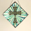 Beautiful Christian Stained Glass Cross Resin Faith-Inspired Angel Art Feng Shui Religious Decor for Gifts