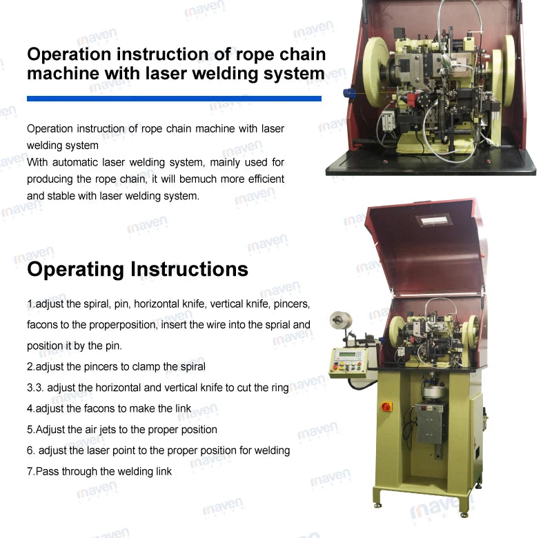 Spiga Chain Machine  with Fiber Laser Welding System QCW Laser Chain Welder with air Cooling for Rope Chain Machine