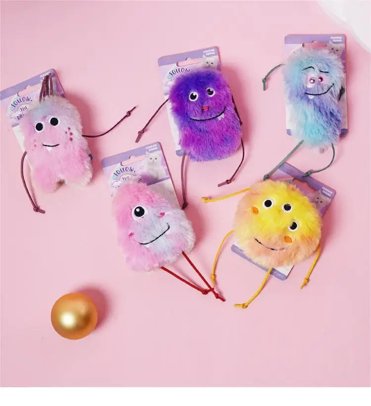 Customized Cute Big-eyed Monster Plush Cat Toy Self-playin Grinding Teeth Resistant to Bite Teeth Cat Teaser Artifact