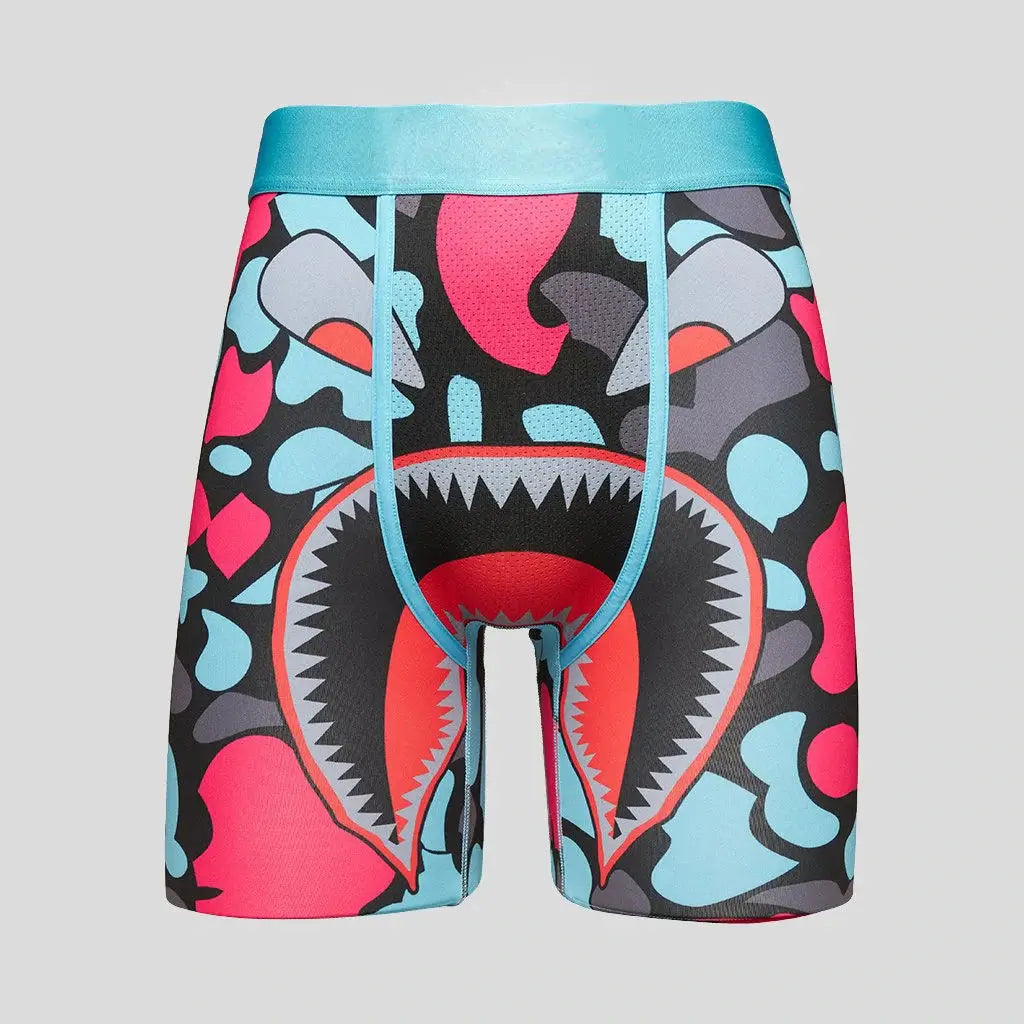 Men's Eco-Friendly Quick-Dry Sports Boxer Shorts Breathable Knitted Underwear with Mid-Rise and Printed Logo on Waist