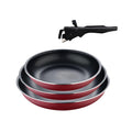 Bergner Click&Cook set of 3 frying pans 18/20/24cm red pressed aluminum + removable handle