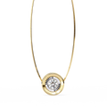 White Lab Grown Moissanite Round Shape E VS1 IGI Certified 0.25 Carat Bezel Sterling Silver Rhodium Plated Pendant Necklace