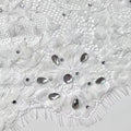 White French Lace Fabric Soft Feel Wedding Dress Base Veil Flower Lace Accessories with Mixed Size Rhinestones