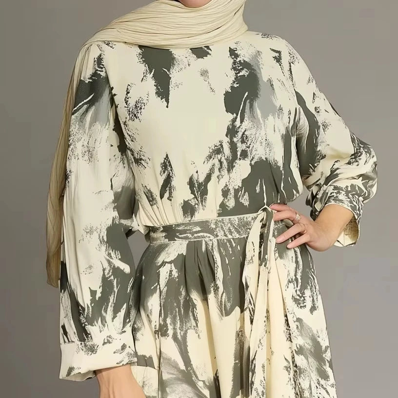 Eid Wholesale Traditional Muslim Clothing Ethnic Women Middle-class in Dubai. Abaya Luxurious Print Polyester Lightweight Party