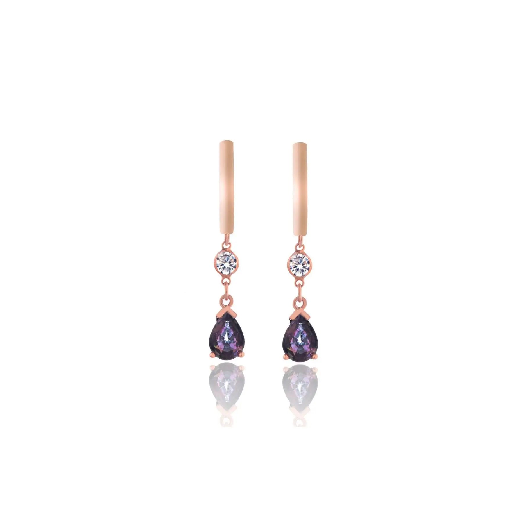 Azuris Elegant 925 Sterling Silver Pendant Design Fine Stud Earrings with Mystic Stone Made in Turkey