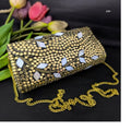 Custom Made Handmade Lightweight Durable Metal Mosaic Waterproof Portable Women Clutch Handbag Geometric Tiles Button Closure MegaBDM