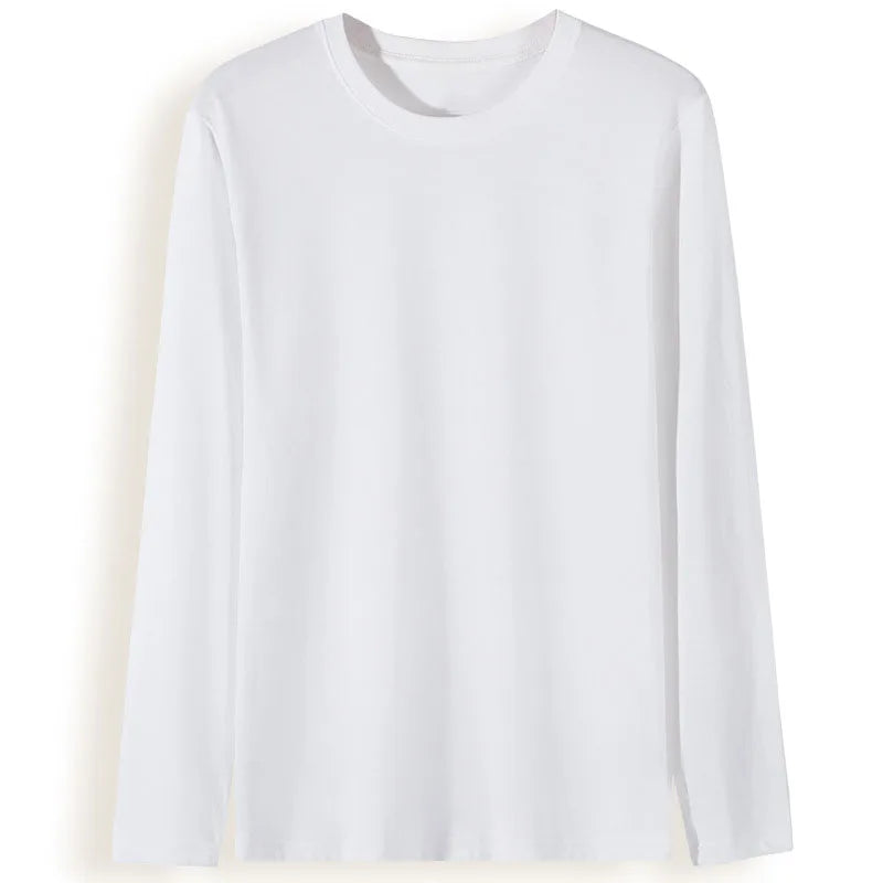 OEM custom logo embroidery printed design combed cotton round neck loose men and women's solid color long-sleeved T-shirt MegaBDM