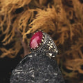 Wholesale Azuris VALKH1058 925 Sterling Silver Men's Ottoman Style Ring From Turkey with Naturel Aqeeq Stone