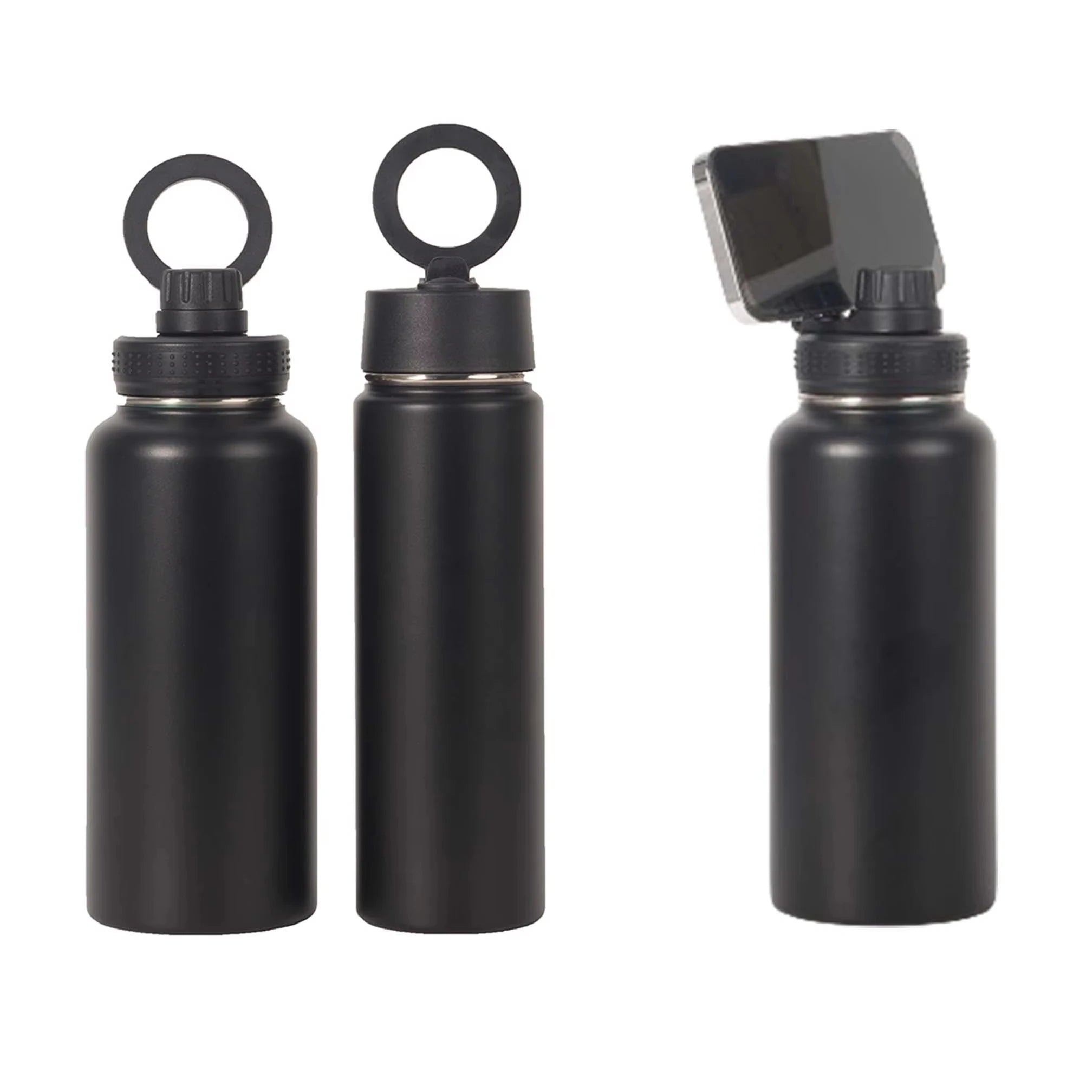 Hot Sale Double Wall Vacuum Insulated 304 Stainless Steel Thermos 24oz 32oz Water Bottle with Magnetic Lids Phone Holder