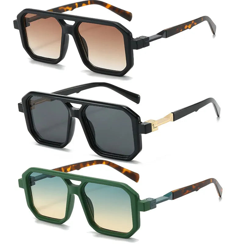 2025 Custom Logo Vintage Men Women Metal Double Bridges Punk Sun Glasses UV400 Square Pilot Sunglasses Men Women
