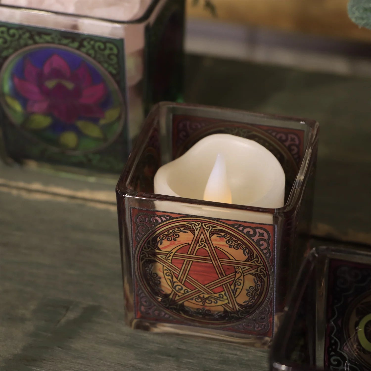Heat-Resistant UV Printed Glass Candle Jar-Customizable Sizes Shape Glass Cap Lid Wedding Christmas Home Decor Elegant Gift