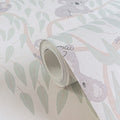 Made Germany Non Woven Wallpaper Rolls Koala Bear Beige Cream Green Leaves Wash-Resistant Light Resistant Living Room Hotel