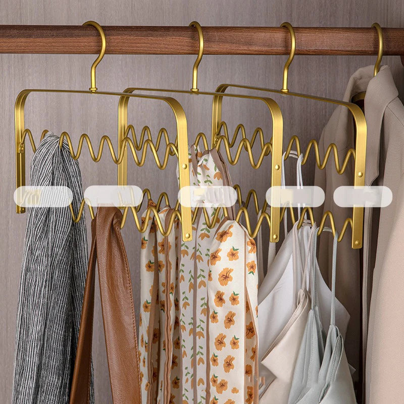 Modern Luxury Non-slip Scarf Rack Minimalist Metal Space-saving Gold Color Adjustable Scarf Organizer Hangers