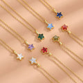 Low MOQ Wholesale Mini Birth Stone Jewelry Choker 925 Sterling Silver Cz Star Necklace