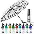 Full Automatic Folding Transparent Auto Open Close Umbrella Tri-fold Clear Rain Umbrella With Frosted Handle Windproof