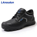 LAnoudun Black Safety Shoes Anti-static Safety Shoes Two-layer Cowhide Upper Fashion Steel Toe Safety Shoes for Men