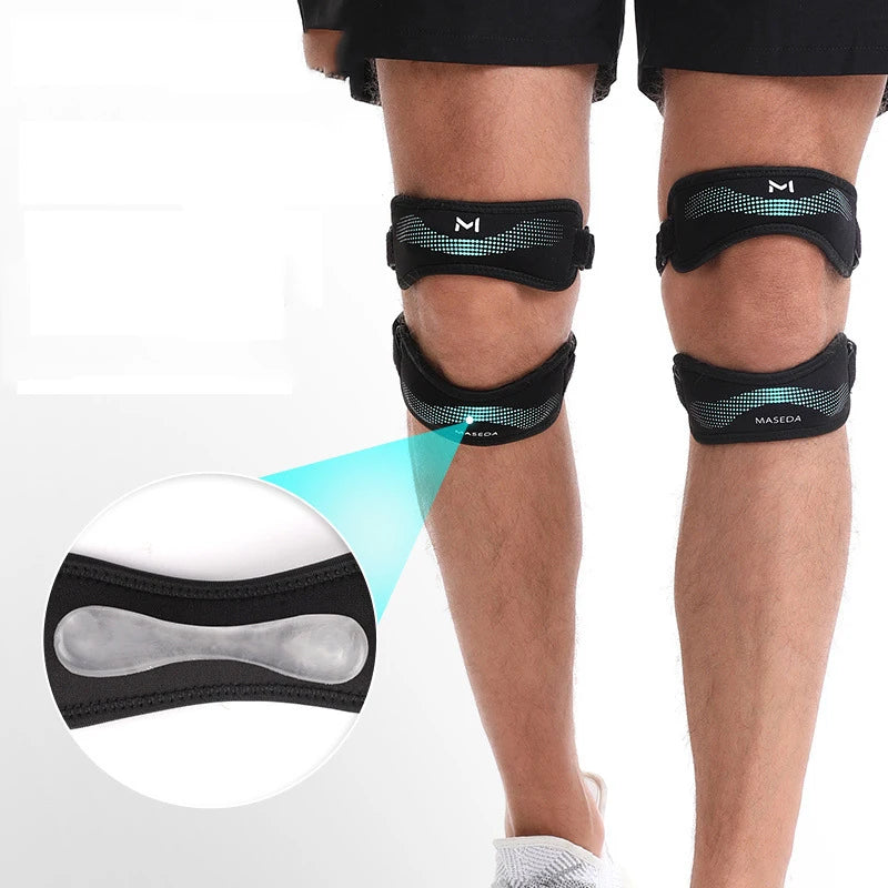 Upgraded Sports Knee Pads with Double Patella Protection Anti-Slip Silicone Adjustable Shock-Absorbing & Stabilizing Gear