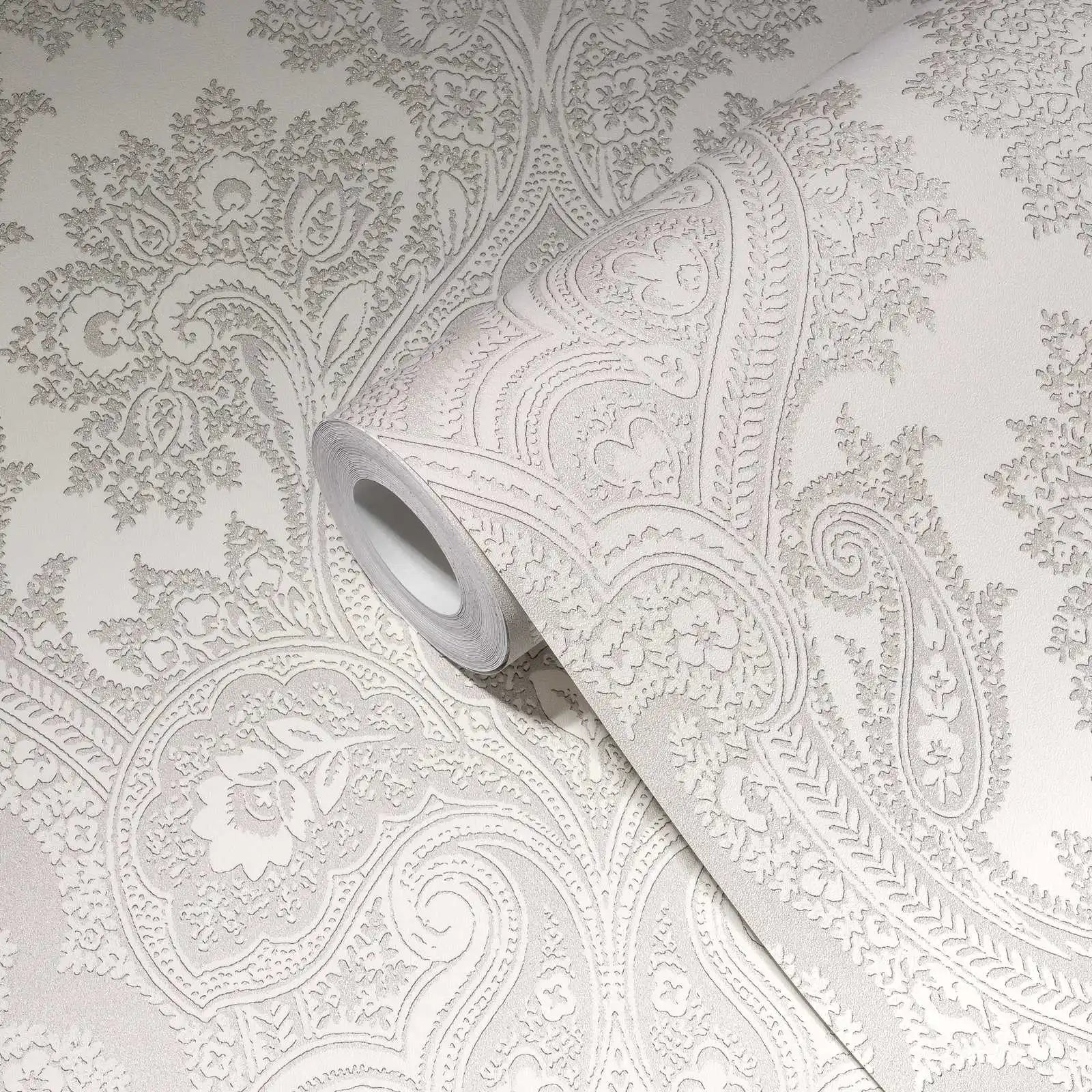 Germany Non-Woven Wallpaper Cream Embossed Modern Damask Scratch Light Resistant Sound-Absorbing Textured Bedroom Kitchen