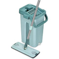 Convenient Hand-Free Microfiber Flat Mop with Steel Pole Self-Cleaning Bucket Squeegee for Efficient Floor Cleaning