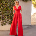 Fashion Summer New Arrival Slim Fit Jumpsuit High-Waisted Slimming One-Piece Straight Wide-Leg Pants for Women Wholesale Custom
