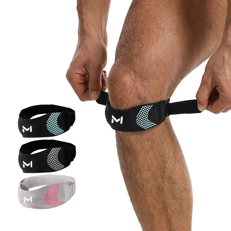 Melenlt Adjustable Knee Strap Patella Support Brace Pain Relief Double Compression Knee Belt for Running