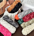 Living Room Soft Plush Knot Cushion Sofa Pillow Solid Color Hand-Woven Pillow Backrest Pillow