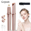 2 in 1 Home Electric Epilator Shaver Women Face Beauty Painless Facial Hair Removal Electric Eyebrow Trimmer with Led Light