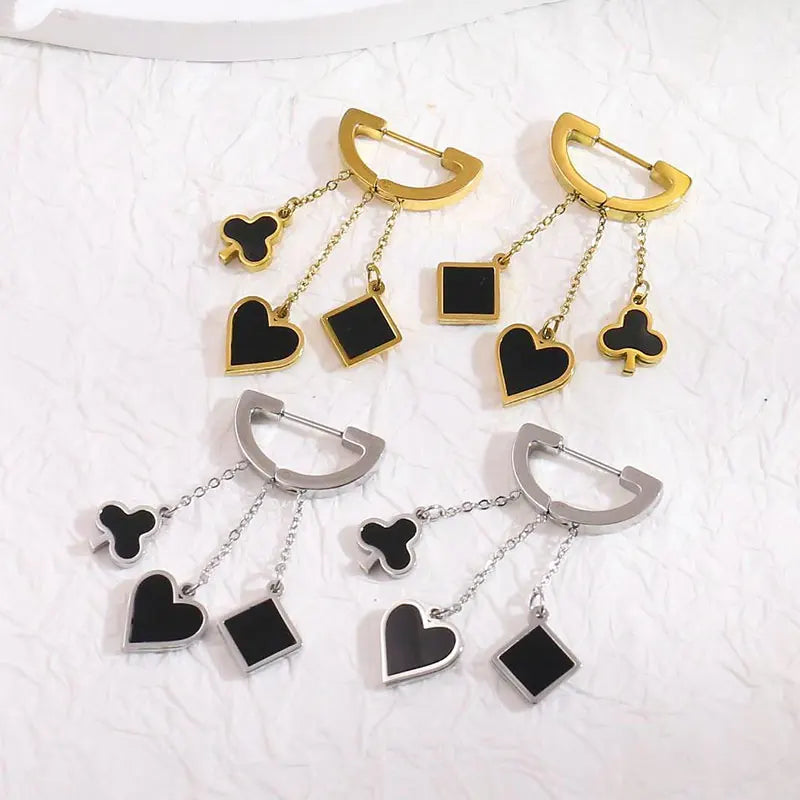 18K Gold Plated Stainless Steel Heart Star Earrings Elegant Key and Lock Multi-Shape Drop Earrings Tarnish Free Hoop Earrings