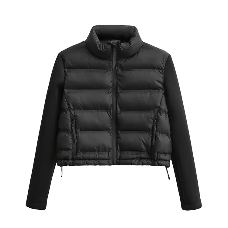 Foreign Trade Wholesale Euro-American Women's French Fashion Versatile Patchwork Short Cotton Coat