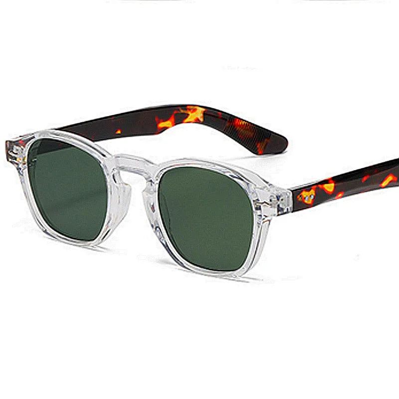 2025 Fashion Retro Green Leopard Small Frame Sun Glasses UV400 Rivets Polygon Sunglasses for Unisex