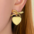 Bow Earrings Foxi Factory 18K Gold Plated New Fashion Jewelry for Women Gift Bow Heart Stud Earrings